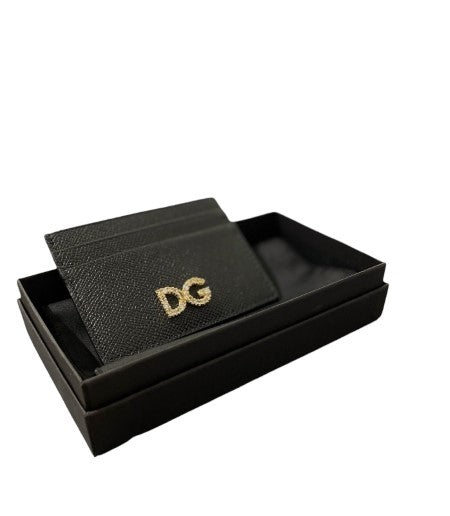 Dolce & Gabbana Black Crystal Logo Card Holder