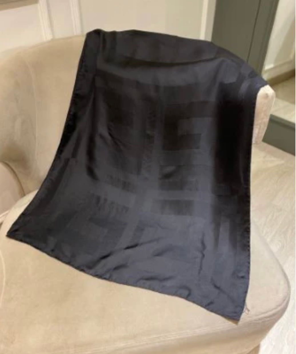 Givenchy Black Rectangular Silk Scarf