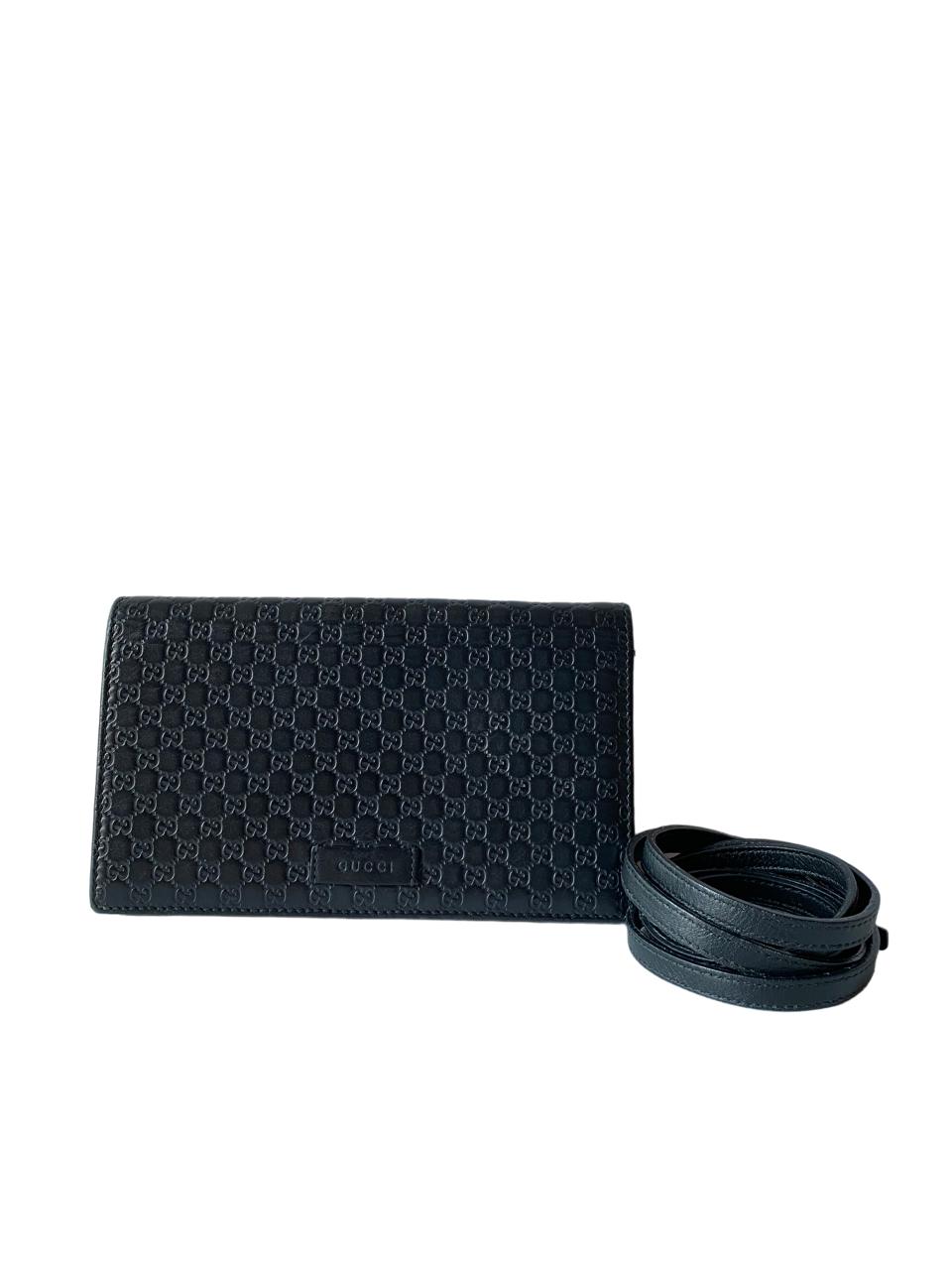 Gucci Black GG Microguccissima Logo Crossbody WOC