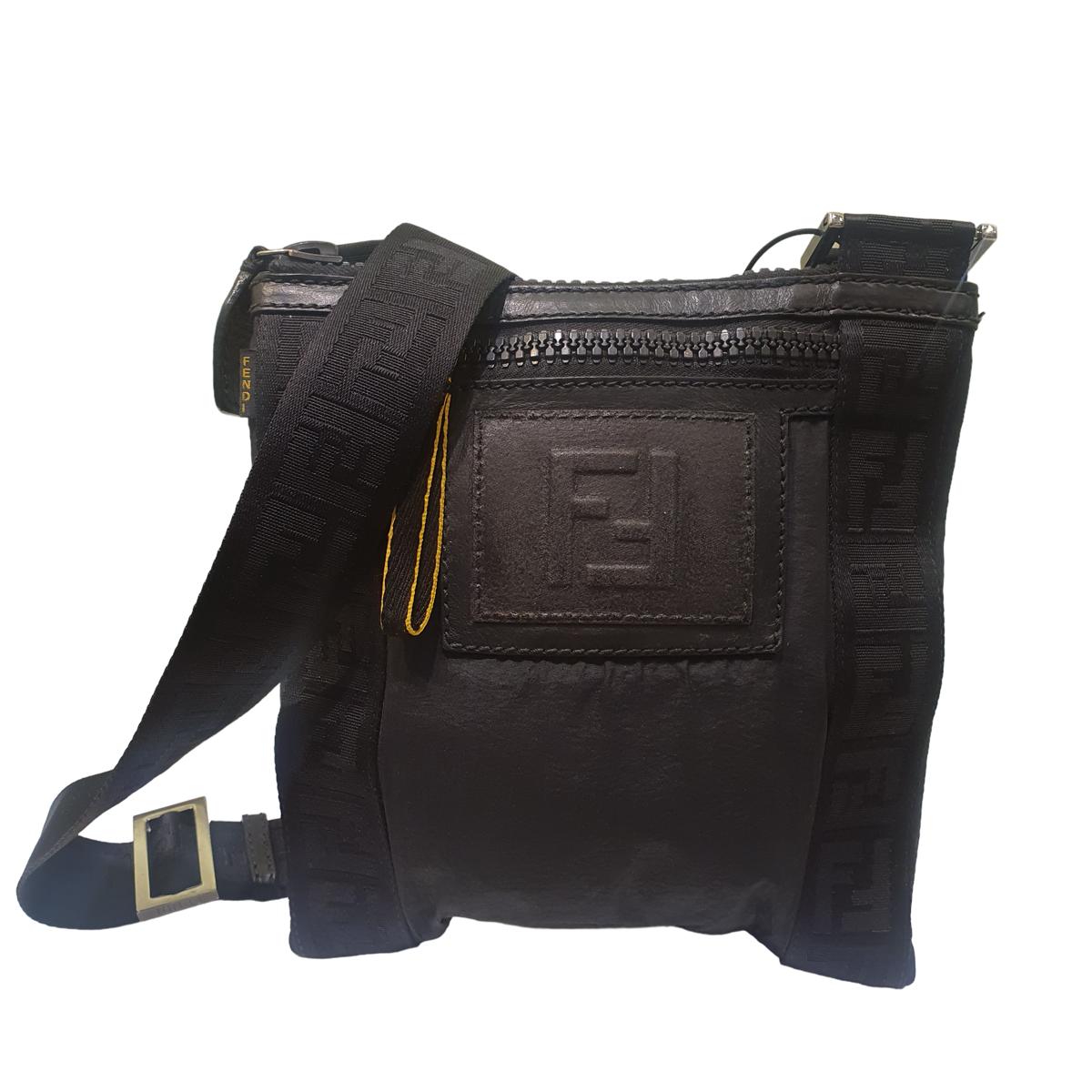 Fendi Black Zucca Nylon Crossbody Bag