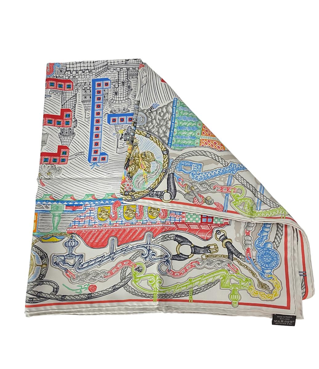Hermes Colorful Square Silk Scarf