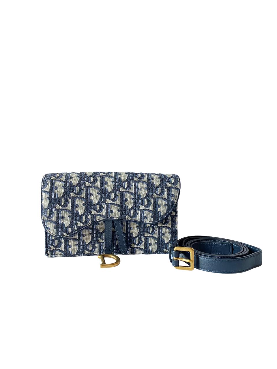 Christian Dior Blue Saddle Oblique Belt Bag