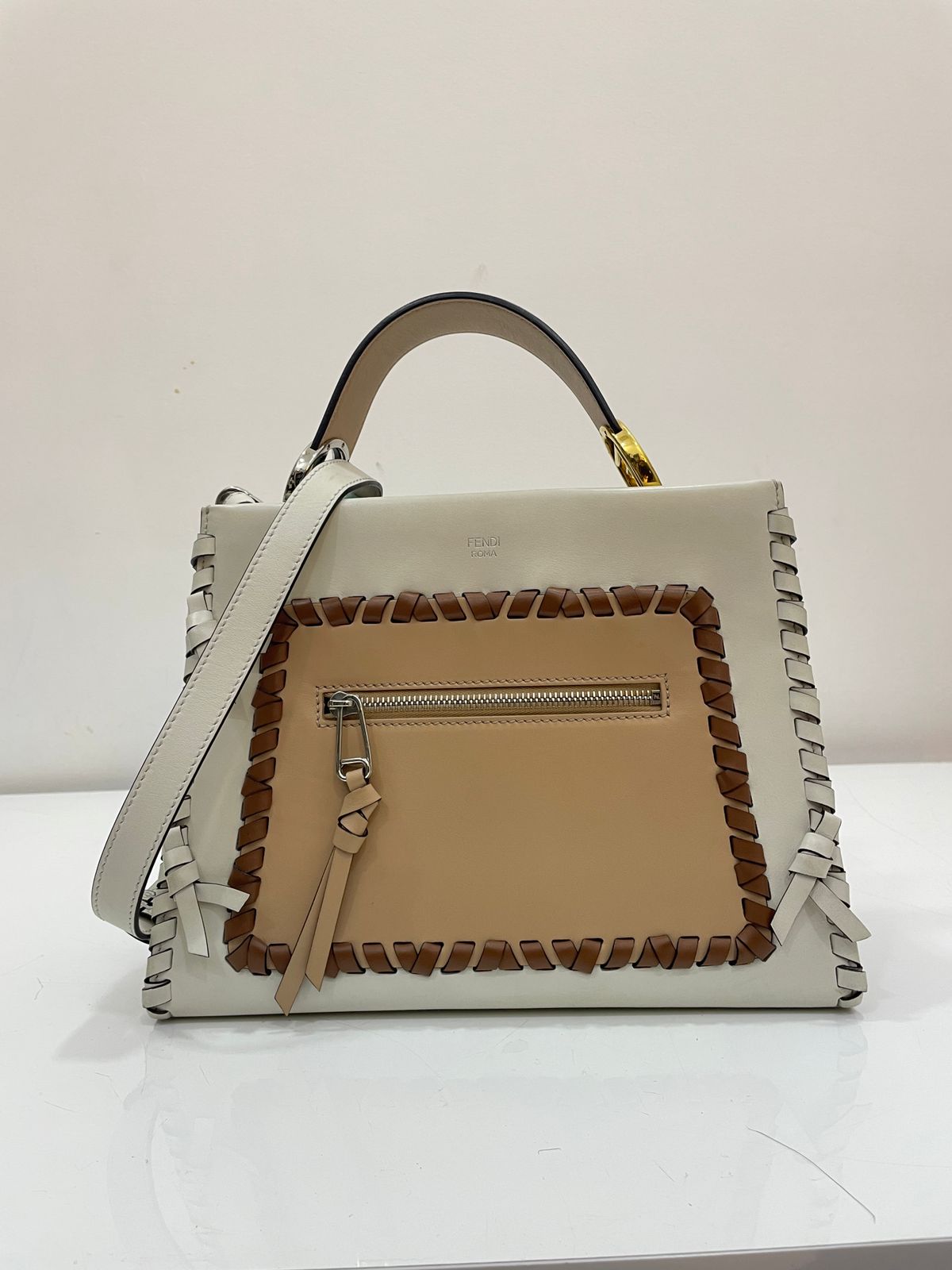 Fendi Bicolor Runway Whipstitch Tote Bag