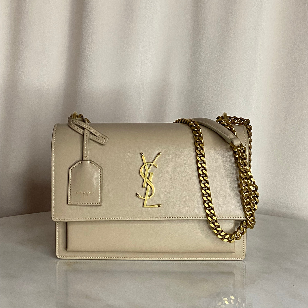 Sunset Yves Saint Laurent Beige SUNSET MEDIUM IN SMOOTH LEATHER In