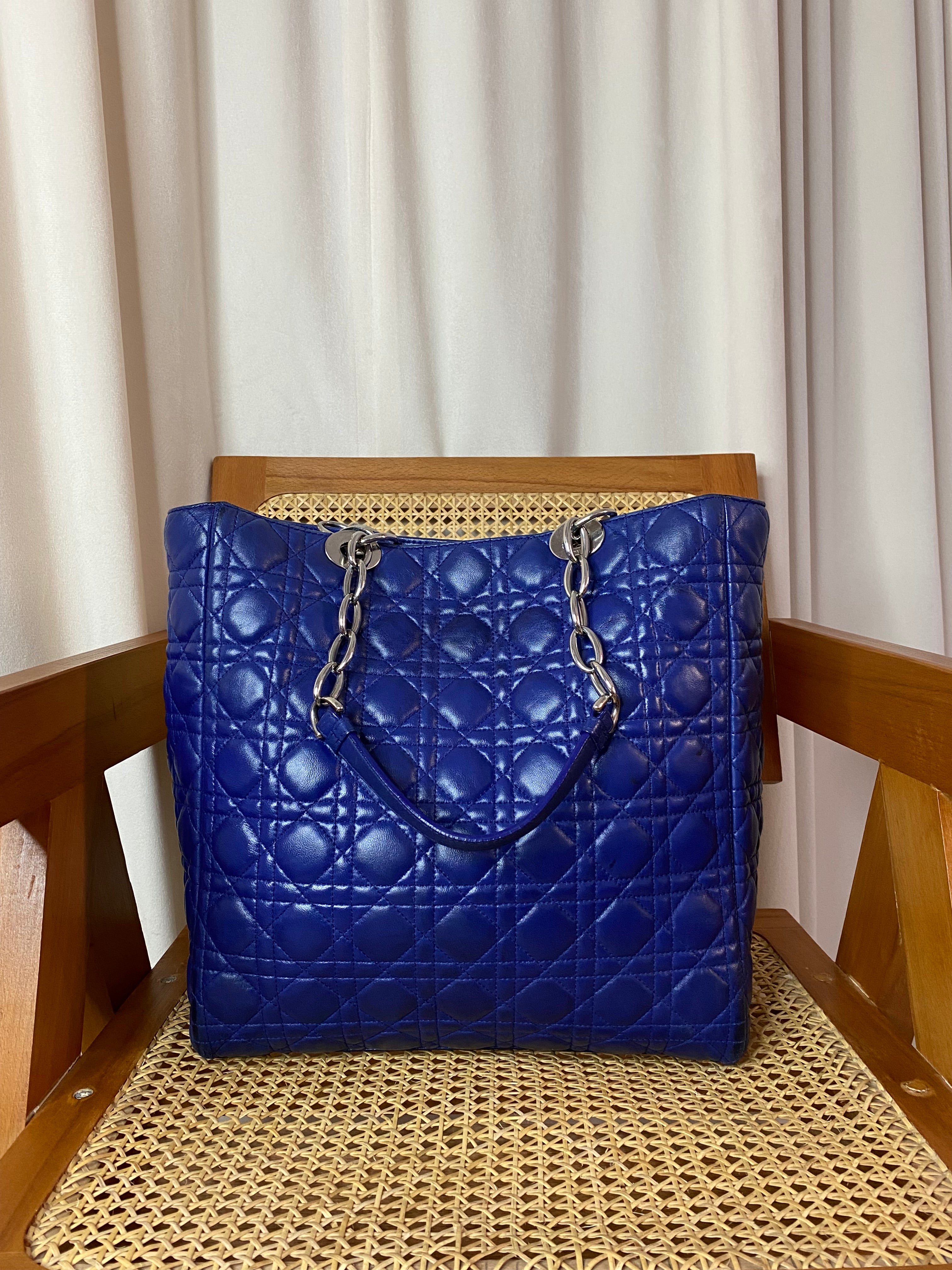 Christian Dior Blue Lady Dior Soft Tote Bag