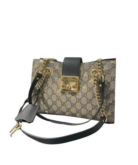 Gucci Bicolor GG Supreme Padlock Small Shoulder Bag