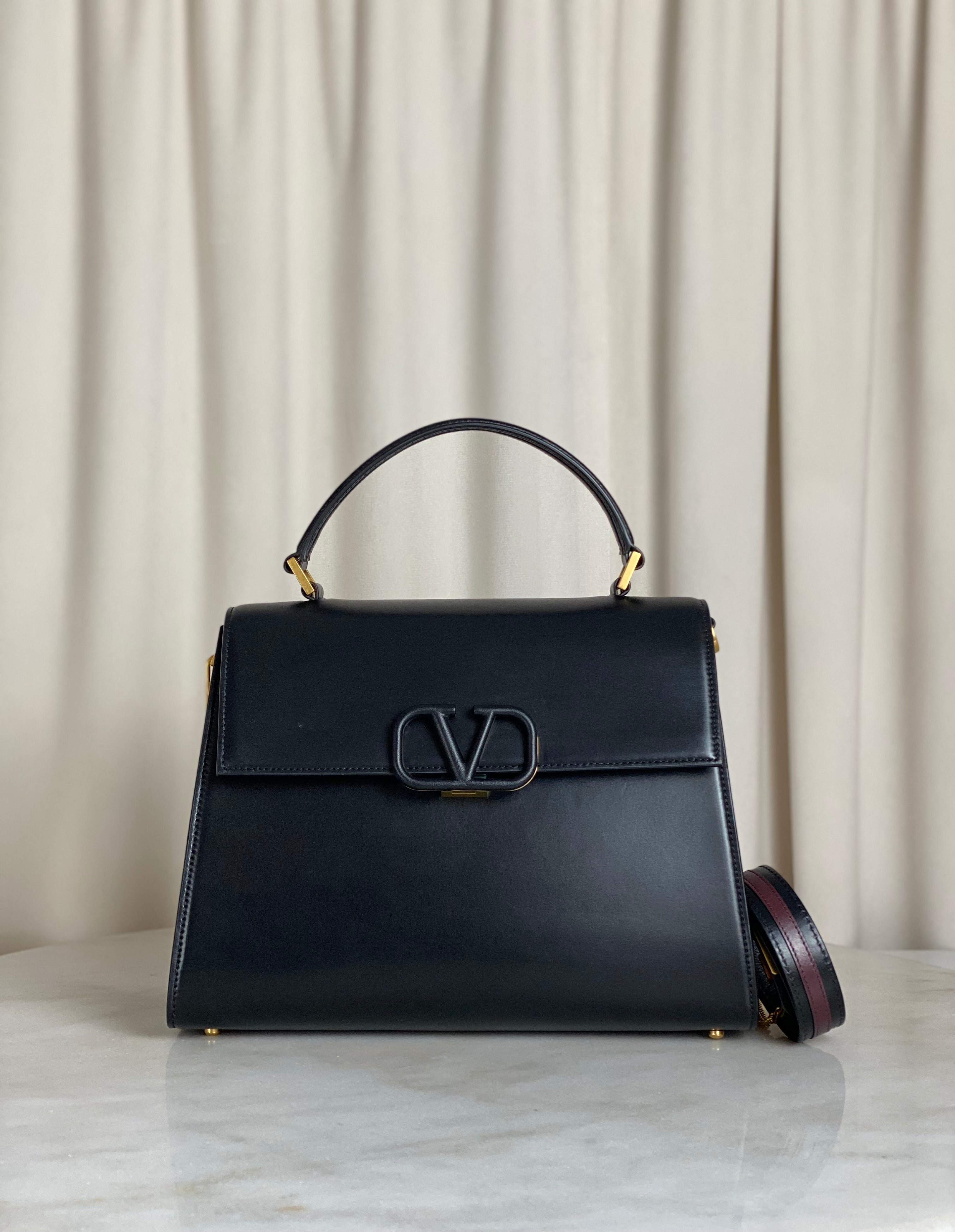 Valentino Black Garavani Vsling Medium Top Handle Bag