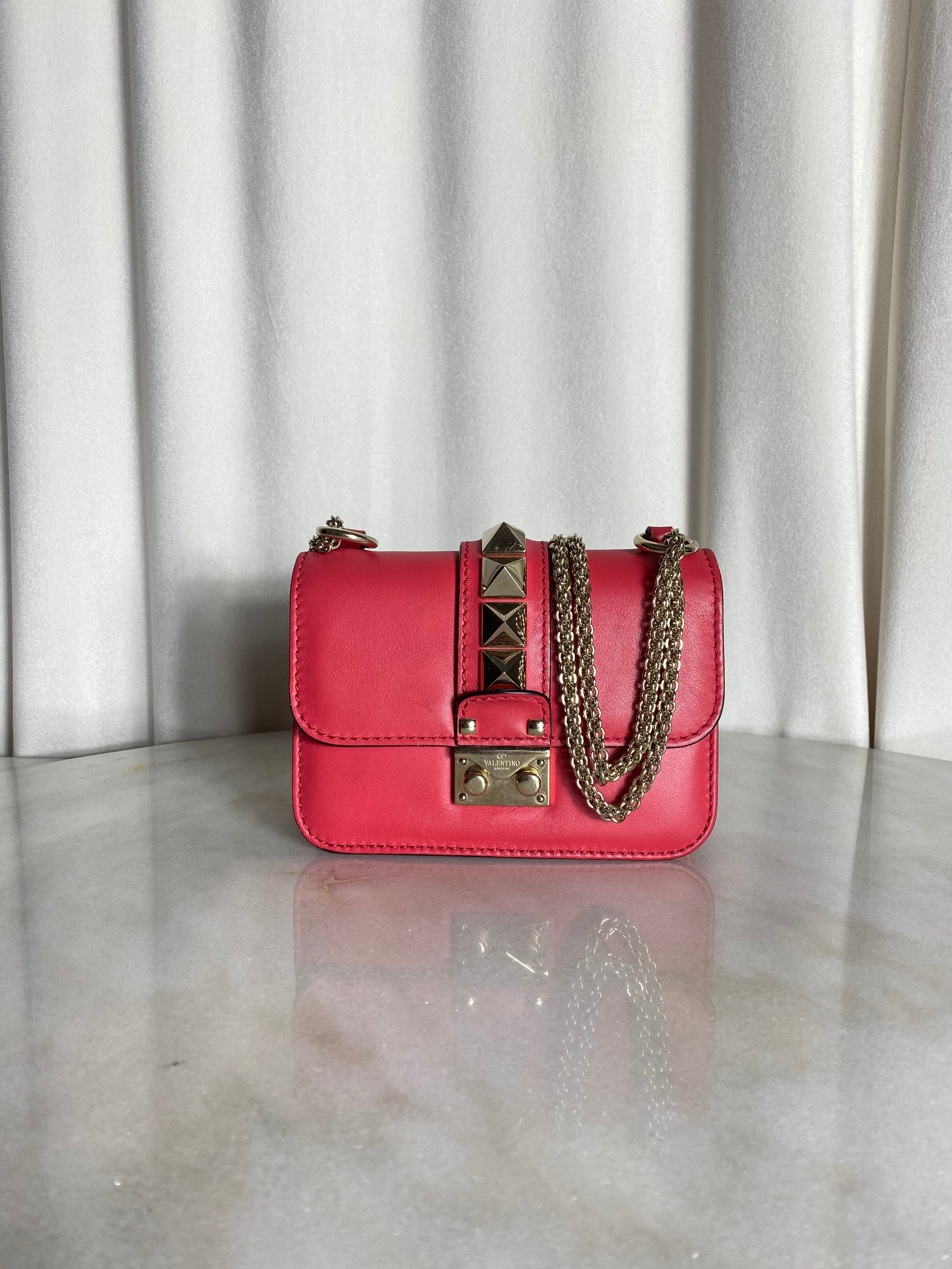 Valentino Red Rockstud Glam Lock Small Bag