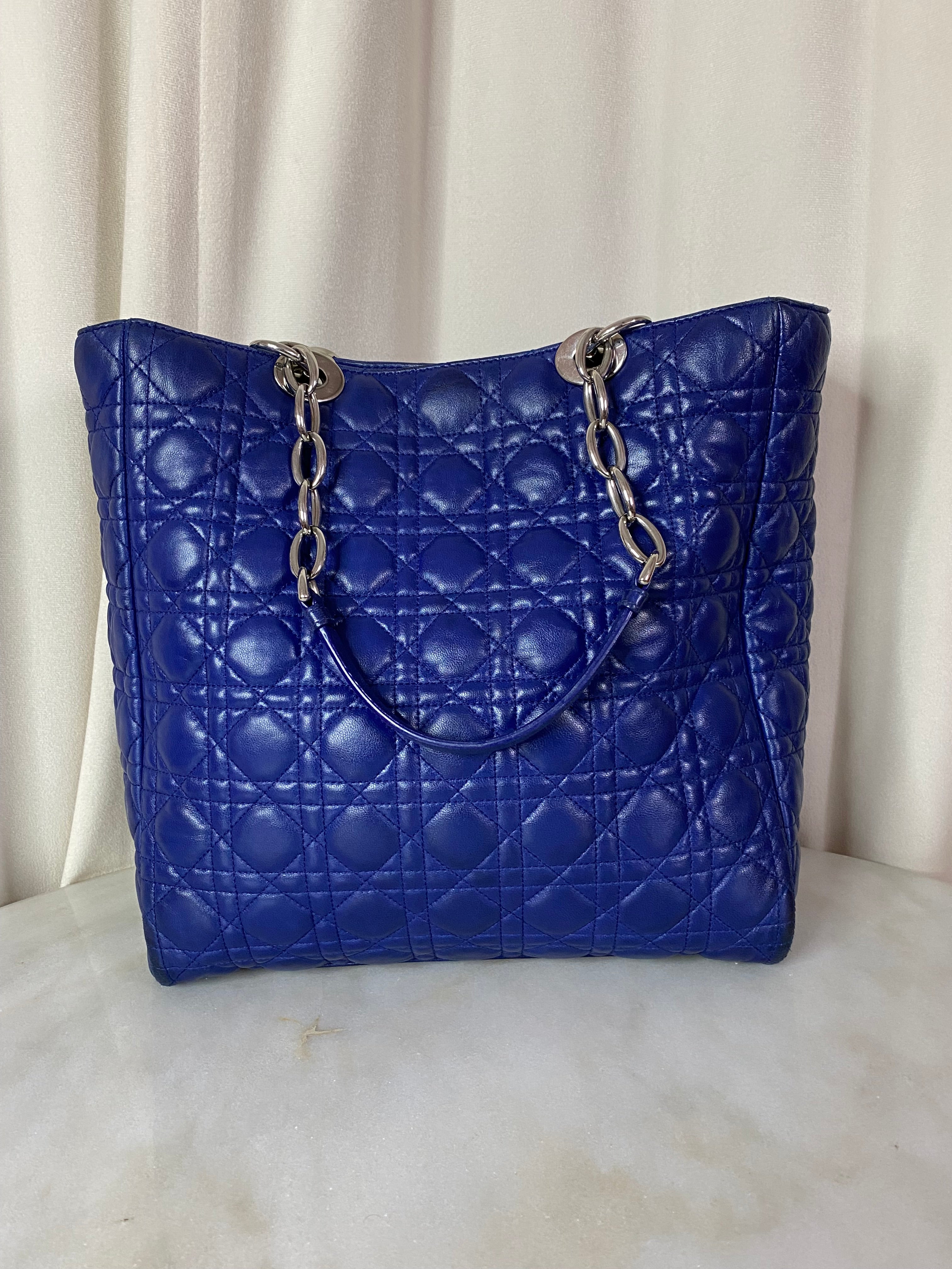 Christian Dior Blue Lady Dior Soft Tote Bag