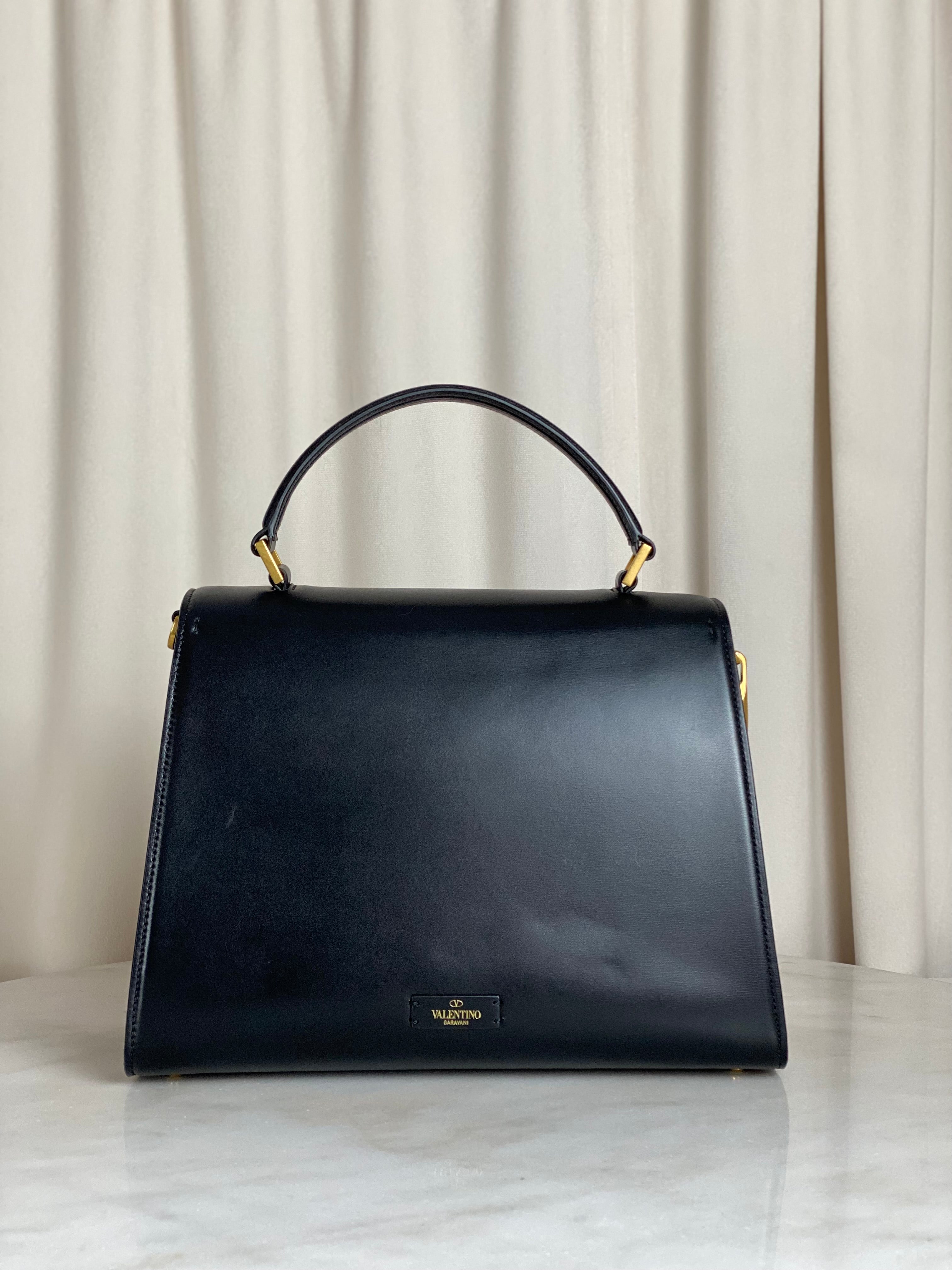Valentino Black Garavani Vsling Medium Top Handle Bag