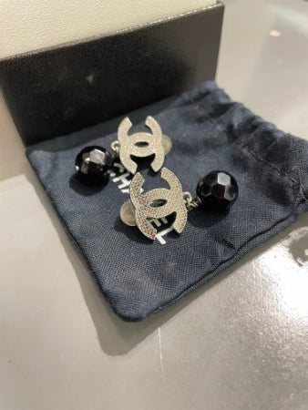 Chanel Black CC Pearl Drop Earring