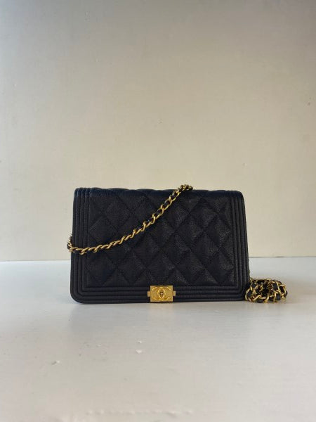 Chanel black Boy Wallet on Chain