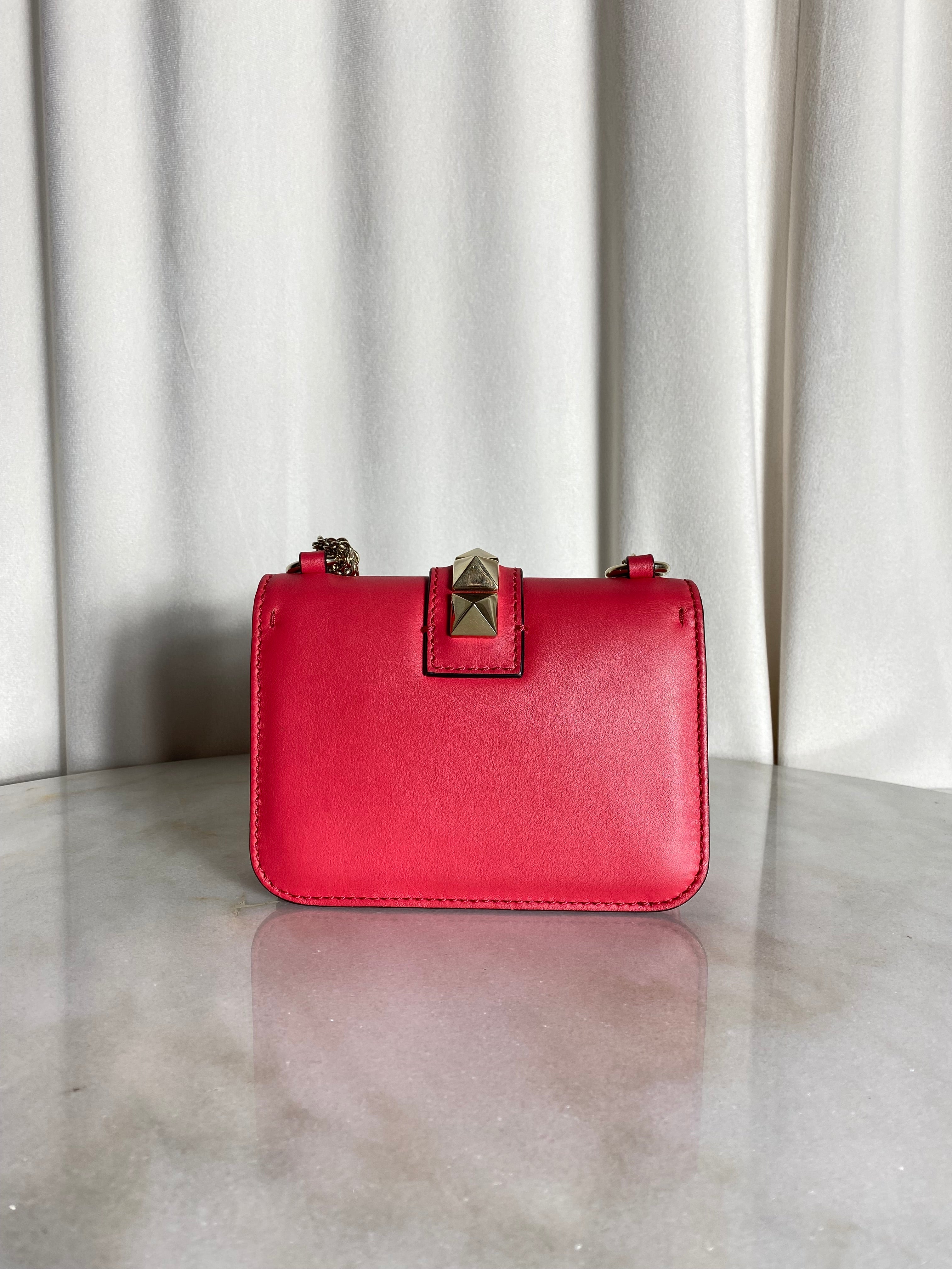 Valentino Red Rockstud Glam Lock Small Bag