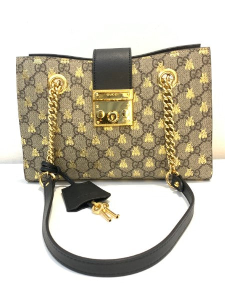 Gucci Bicolor GG Supreme Padlock Small Shoulder Bag