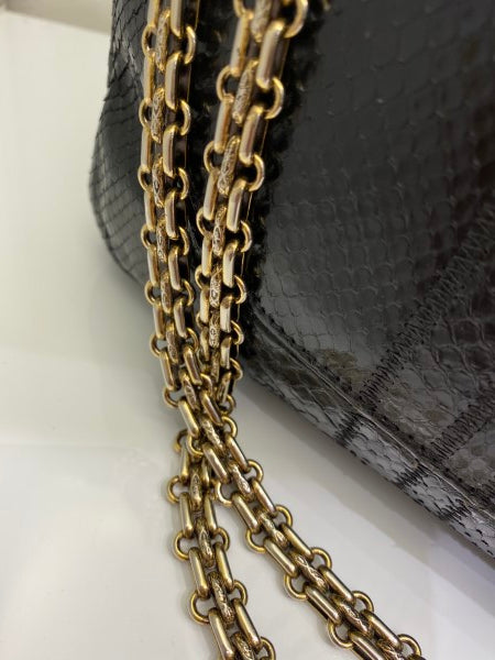 Chanel Black Python Classic Flap Jumbo Bag