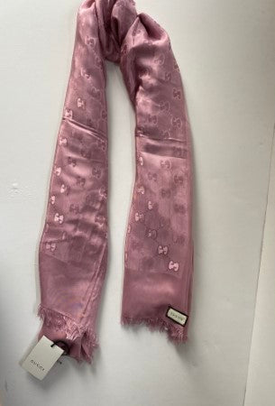 Gucci Pink GG Print Satin Scarf