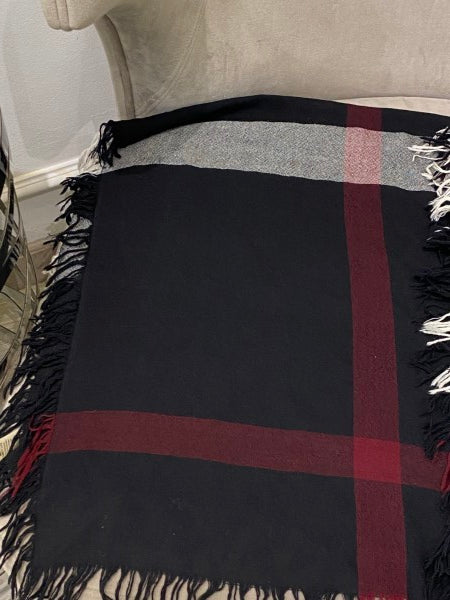 Burberry Tricolor Check Square Shawl