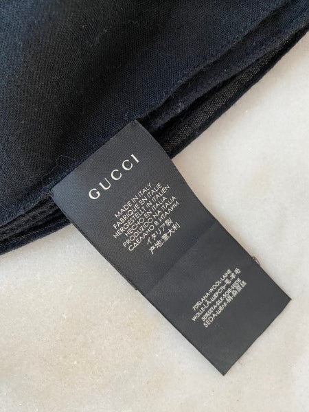 Gucci Black GG Monogram Wool Silk Scarf