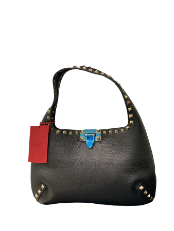 Valentino Black Rockstuds Hobo Small Bag