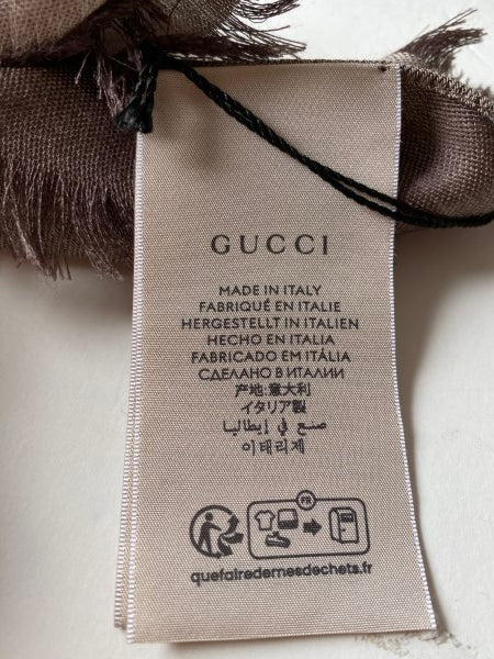 Gucci Brown GG Monogram Wool Silk Scarf