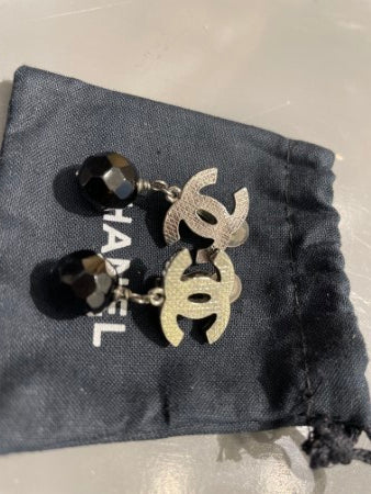 Chanel Black CC Pearl Drop Earring