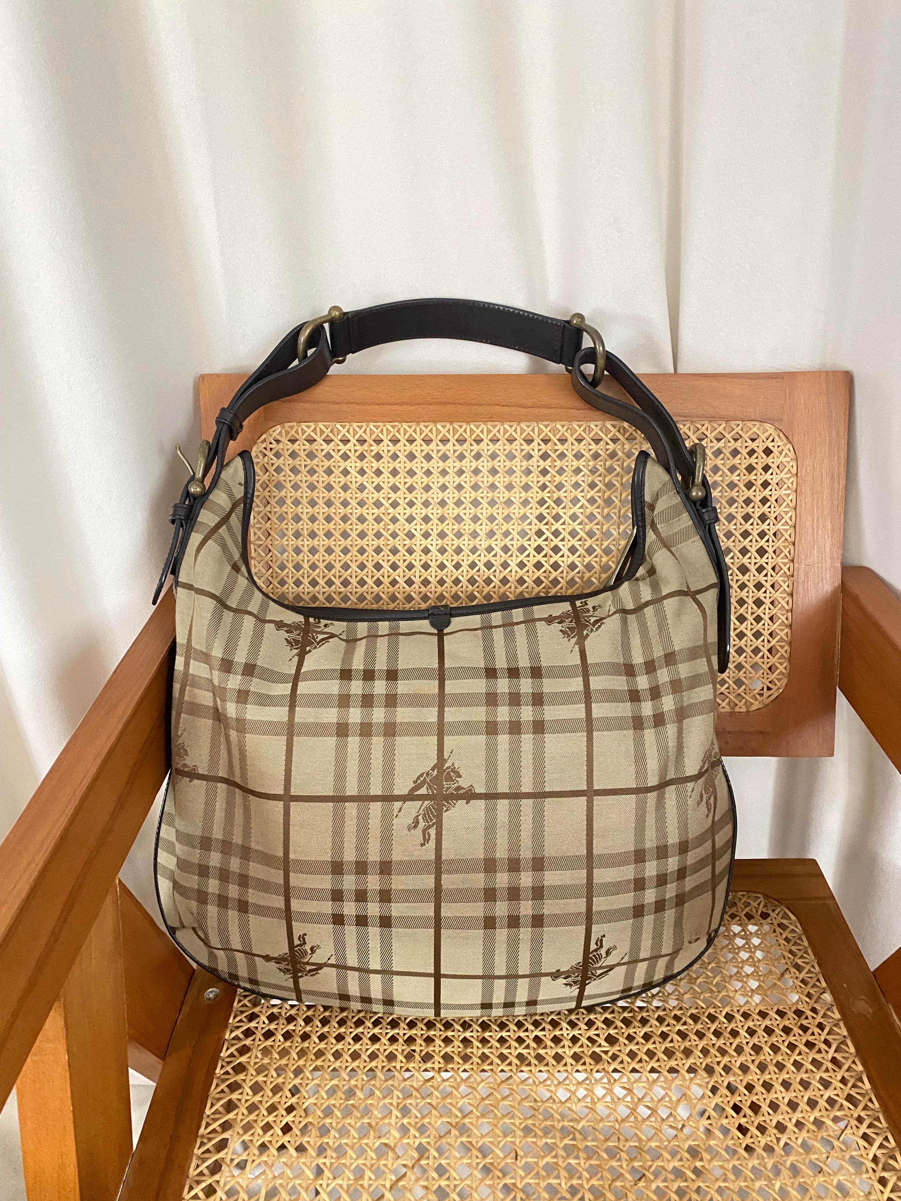 Burberry Haymarket Black Hobo Bag