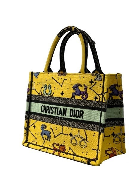 Christian Dior Yellow Embroidery Pixel Zodiac Small Book Bag