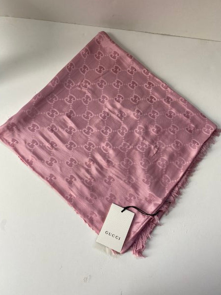 Gucci Pink GG Print Satin Scarf