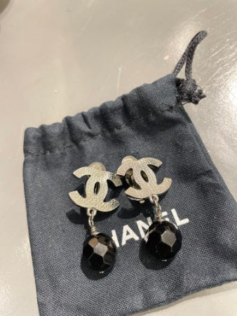 Chanel Black CC Pearl Drop Earring