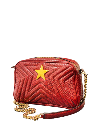 Stella Mccartney Burgundy Snakeskin Embossed Star Crossbody Bag