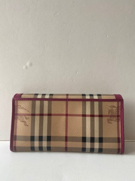 Burberry Pink Haymarket Long Wallet