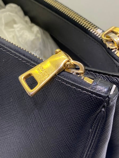 Prada Blue Galleria Double Zip Medium Bag