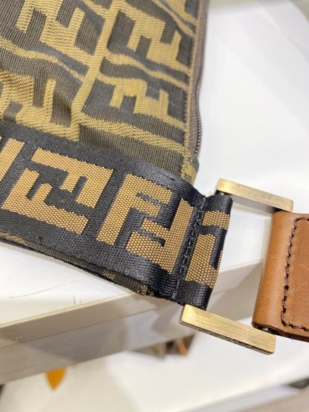 Fendi FF Brown Fabric Crossbody Bag