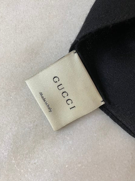 Gucci Black GG Monogram Wool Silk Scarf