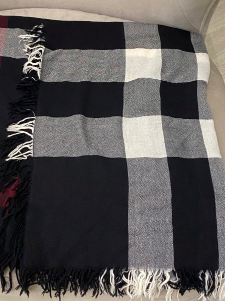 Burberry Tricolor Check Square Shawl