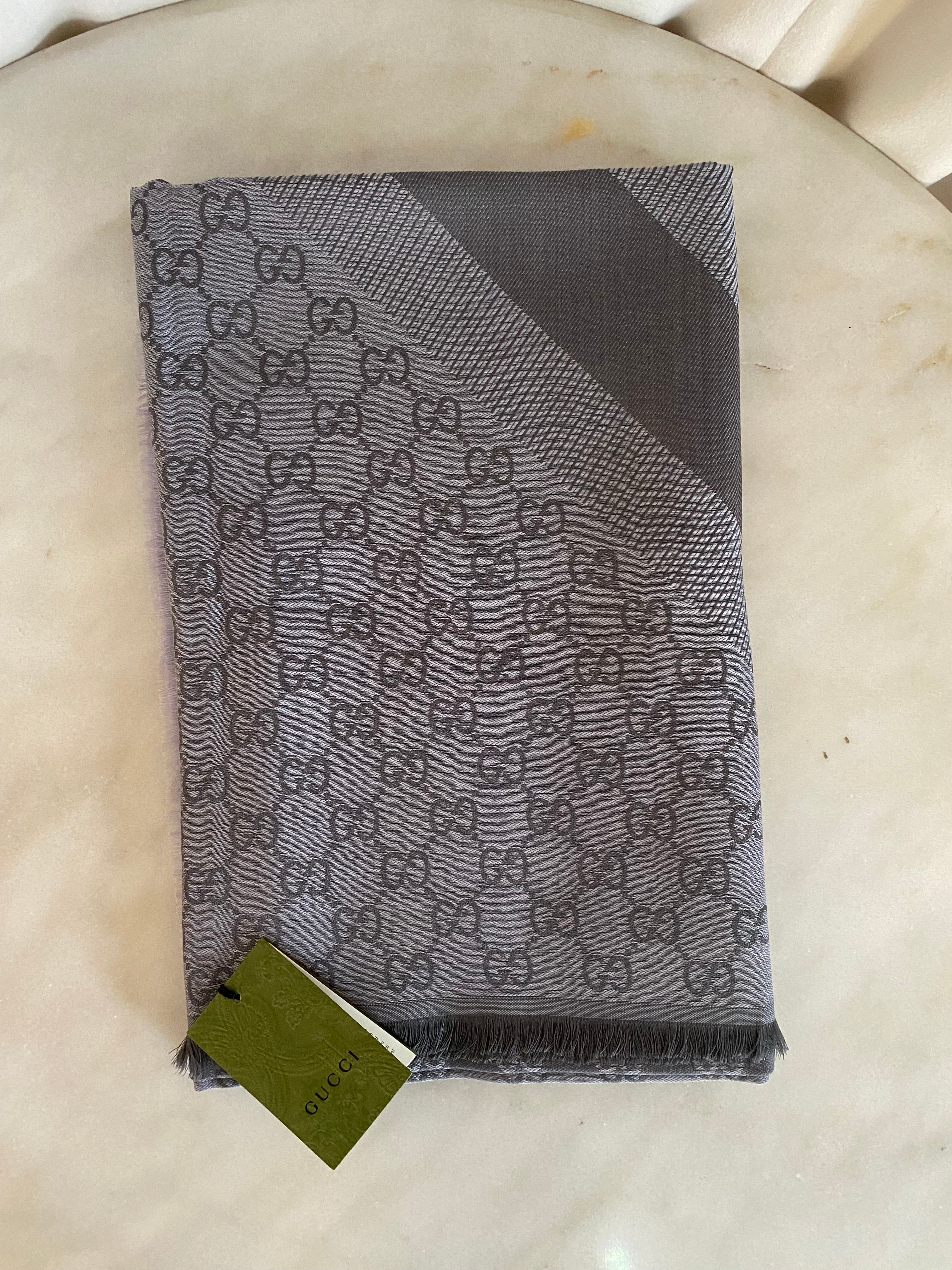 Gucci Light Grey GG Scarf