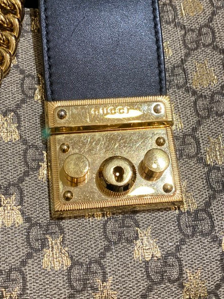 Gucci Bicolor GG Bee Padlock Shoulder Bag