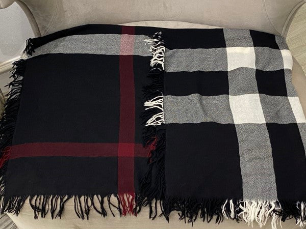 Burberry Tricolor Check Square Shawl