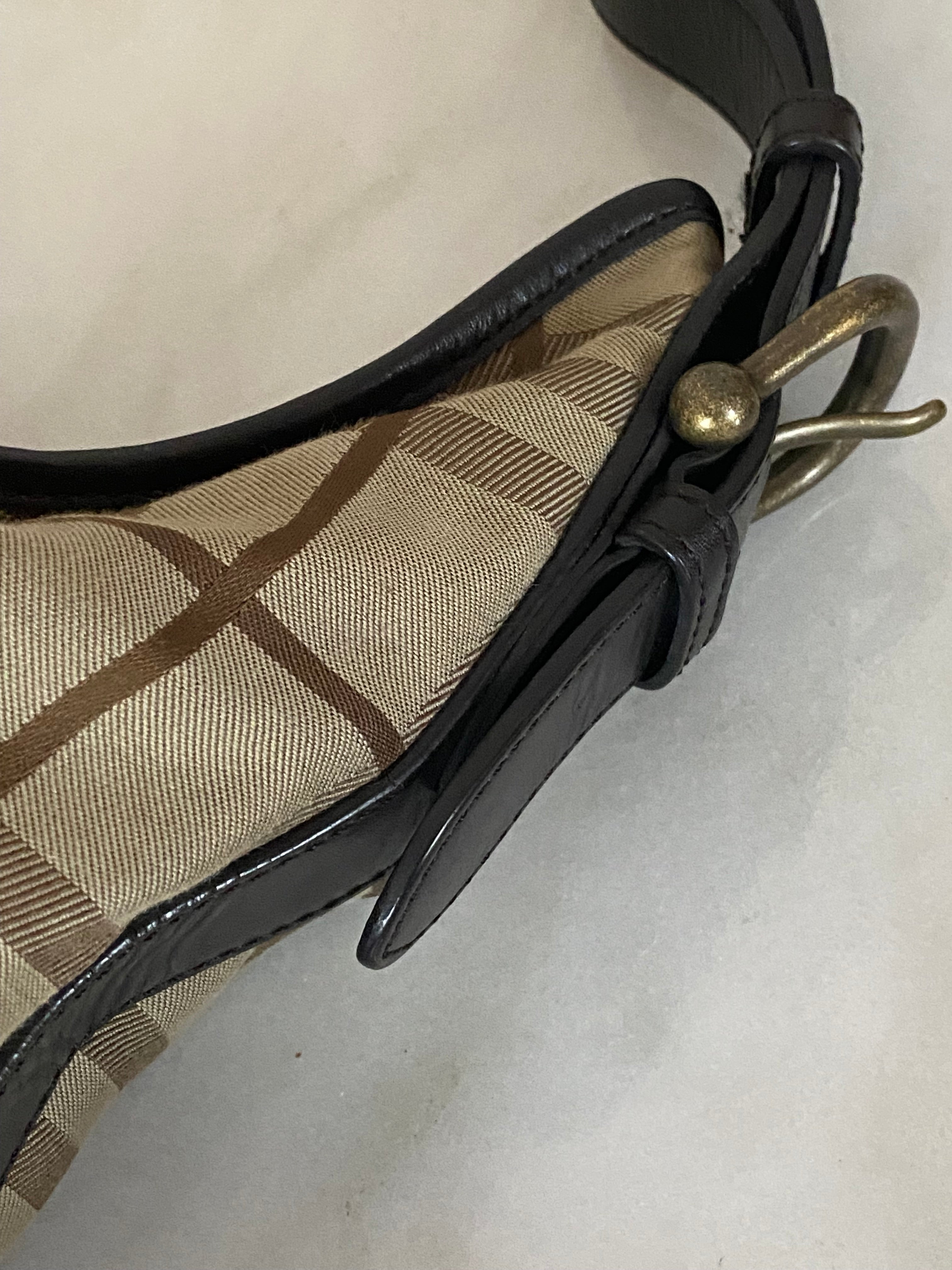 Burberry Haymarket Black Hobo Bag