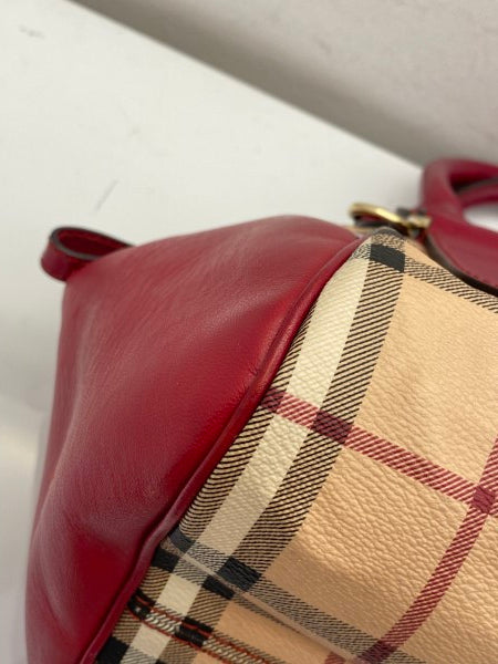 Burberry Haymarket Red Panel Blaze Tote Bag