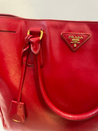 Prada Red Vernice Vertical Tote Bag