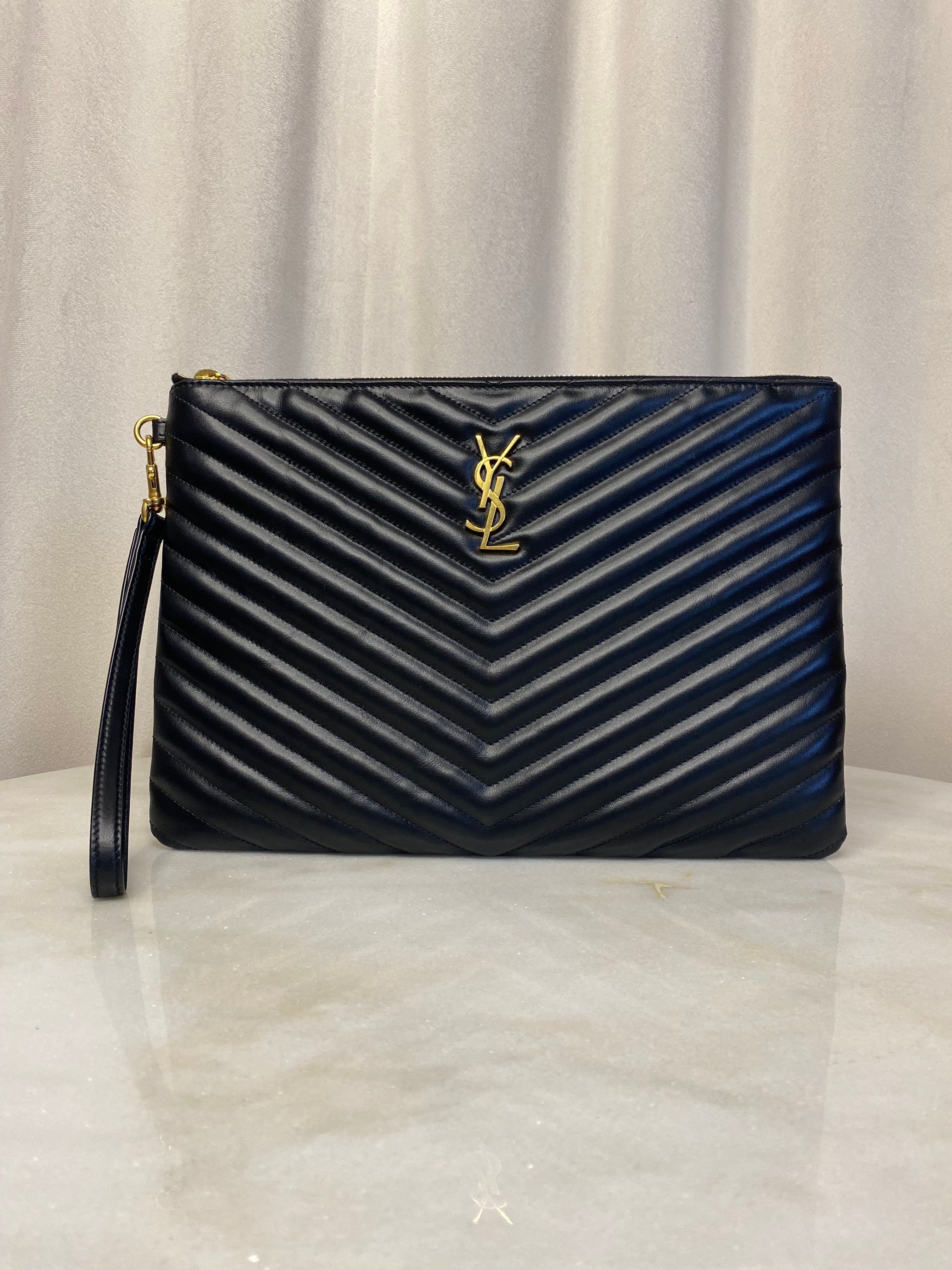 YSL Black Cassandre Medium Classic Clutch