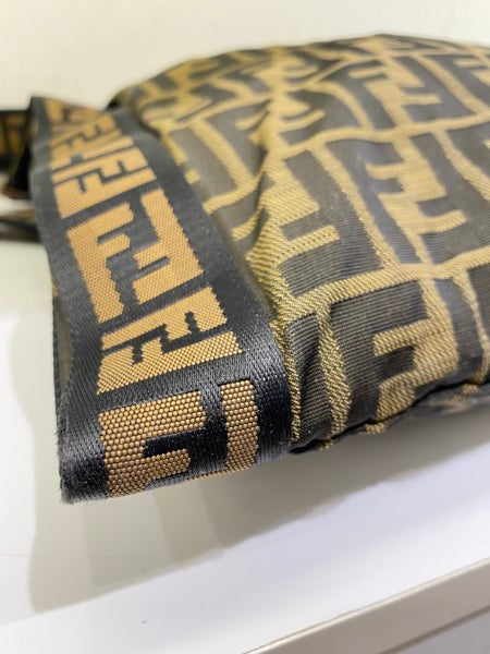 Fendi FF Brown Fabric Crossbody Bag