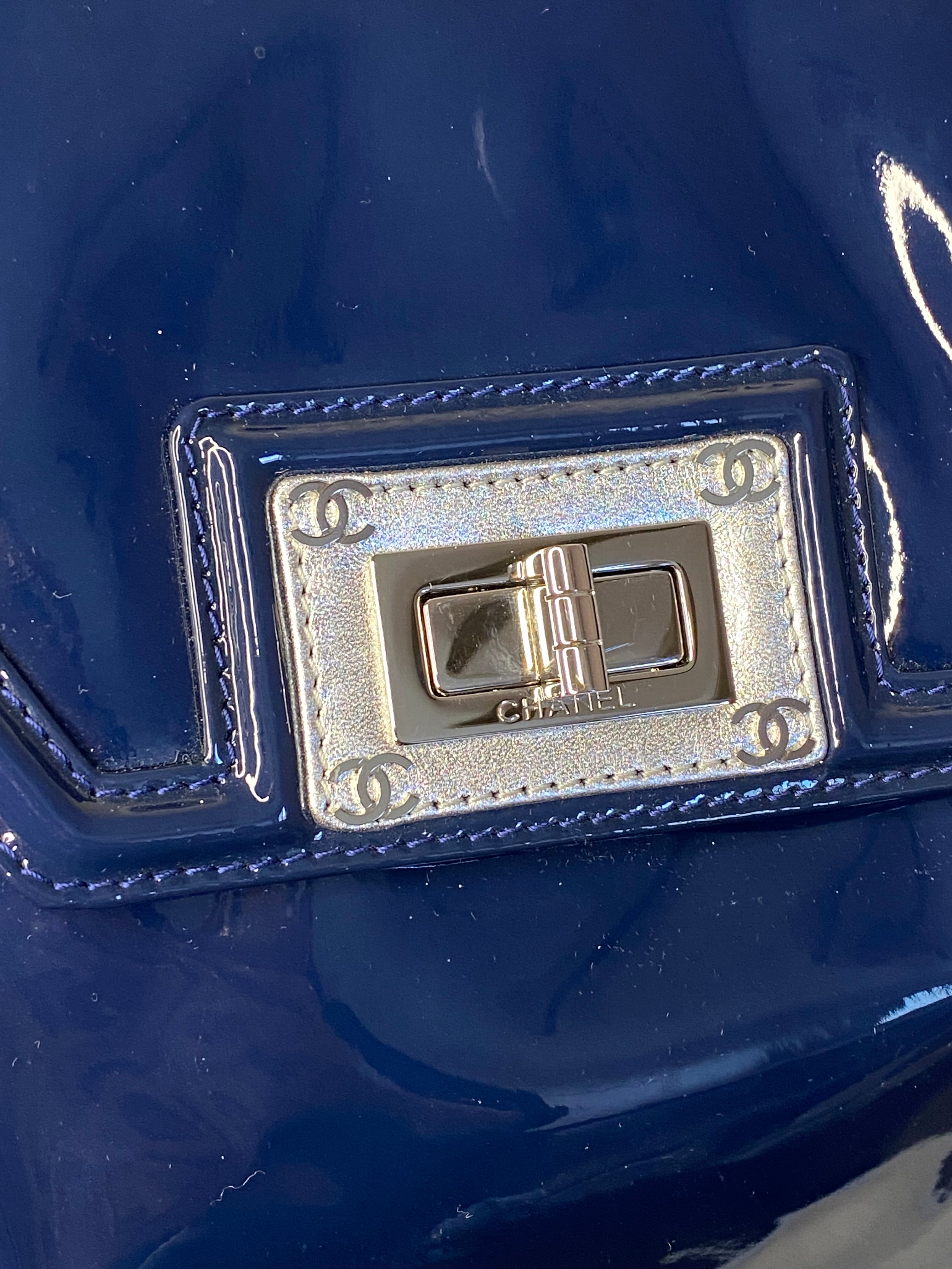 Chanel Dark Blue Giant Reissue Lock Chain Link Shoulder Bag