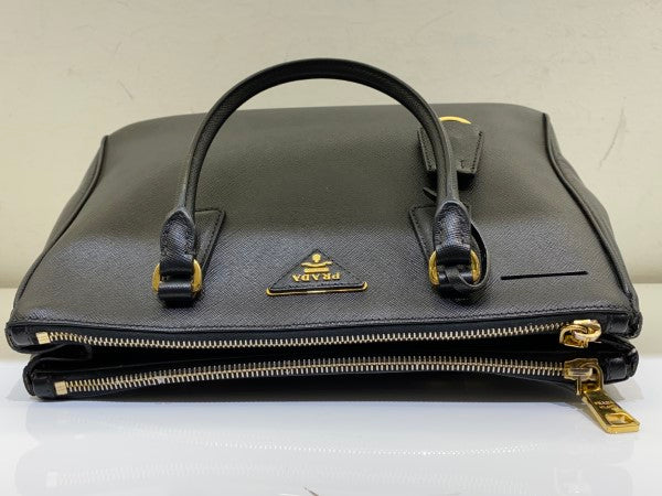 Prada Black Galleria Double Zip Small Bag