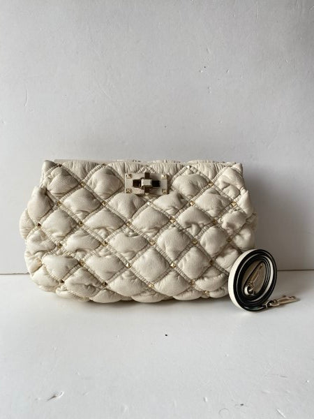 Valentino White Spike Me Clutch