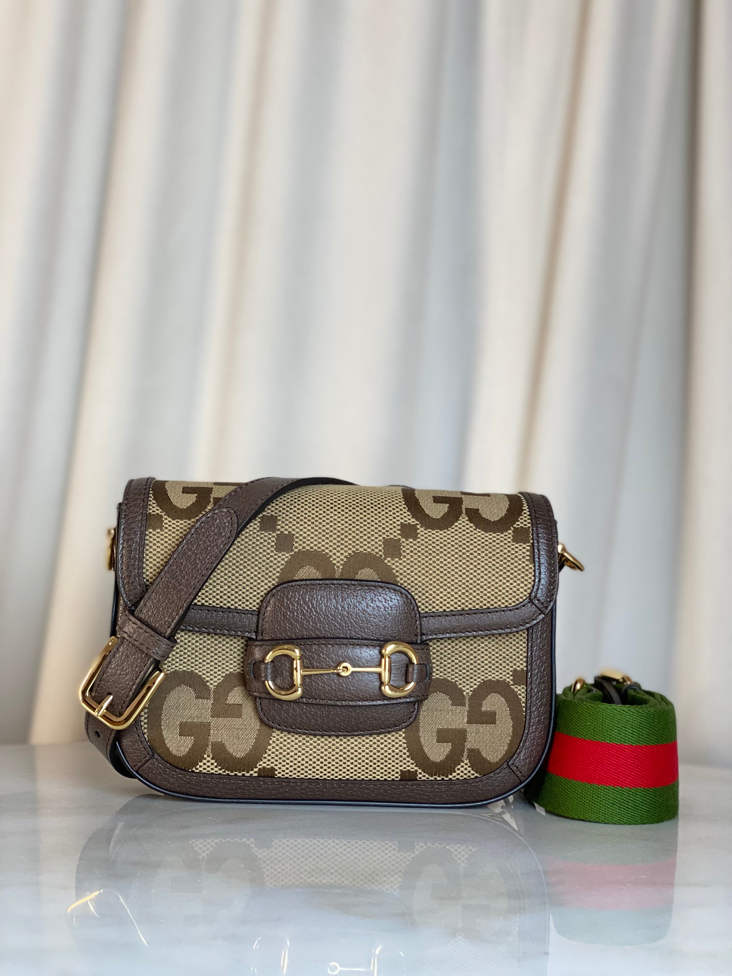 Gucci Bicolor GG Horsebit 1955 Small Crossbody Bag