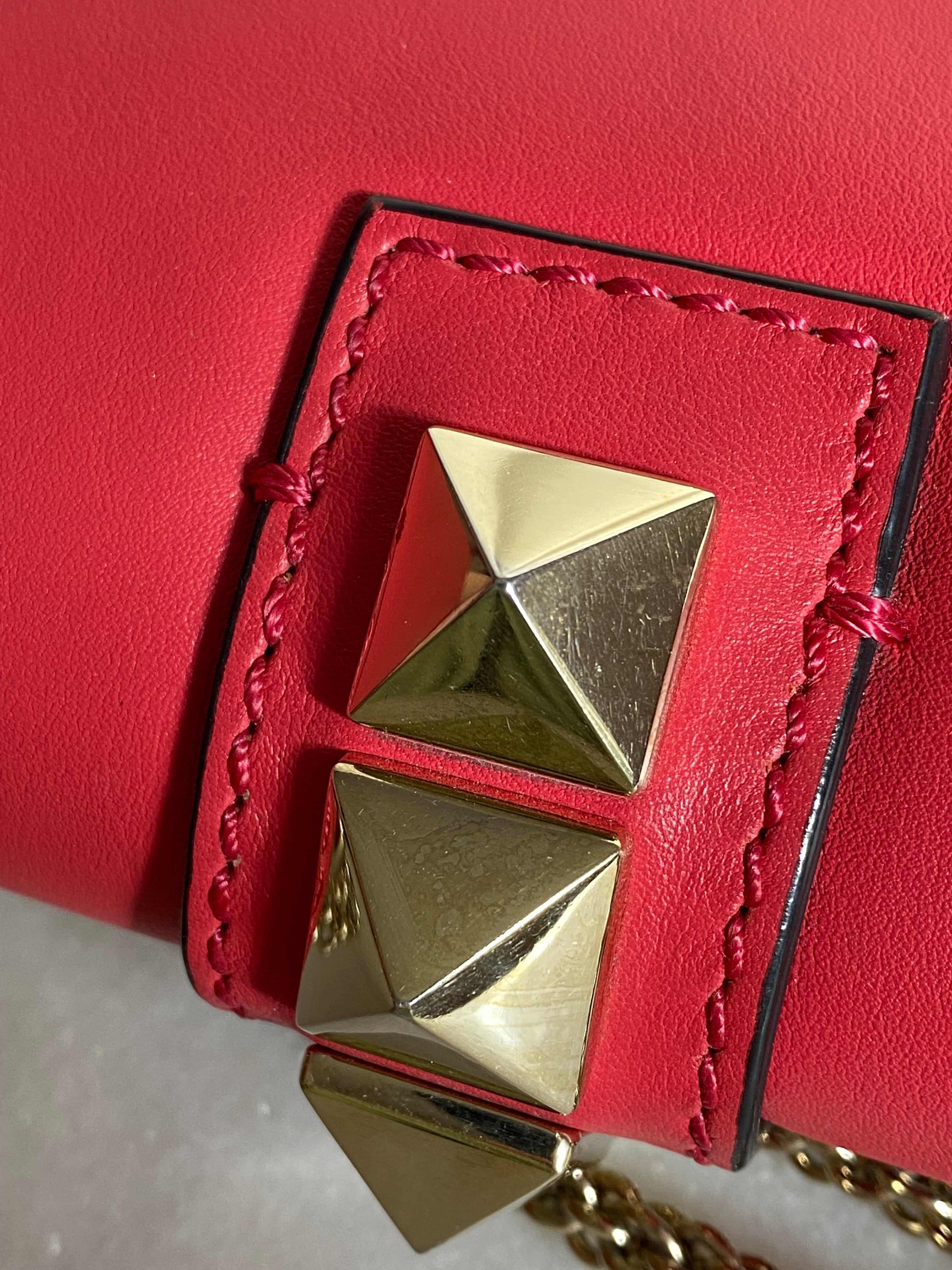 Valentino Red Rockstud Glam Lock Small Bag