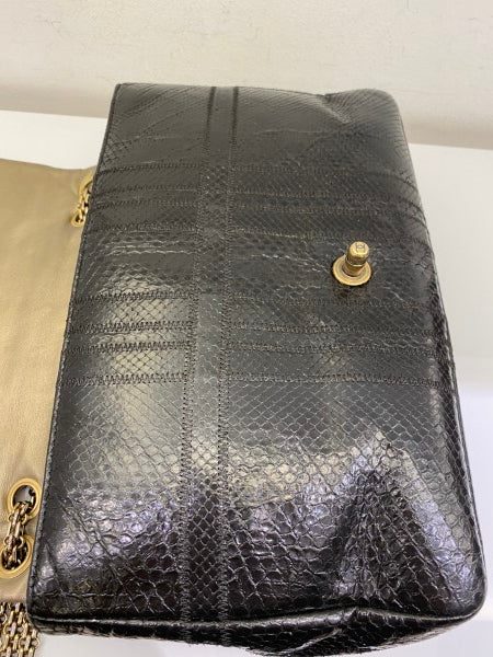 Chanel Black Python Classic Flap Jumbo Bag