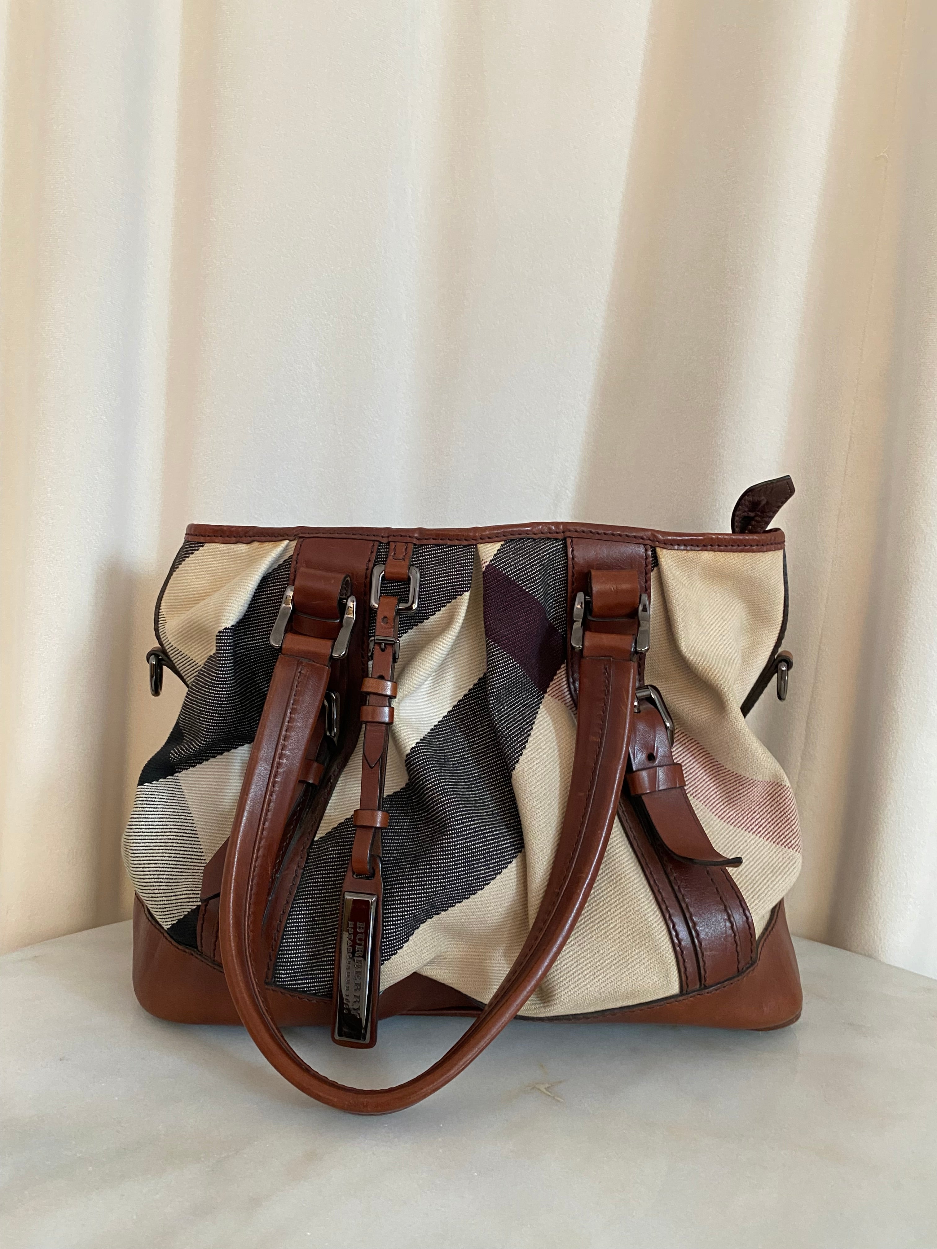 Burberry Brown Mega Check Lowry Large Tote Bag